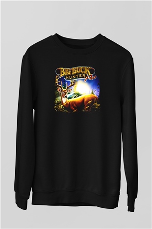 Big Buck Hunter Siyah Unisex Sweatshirt
