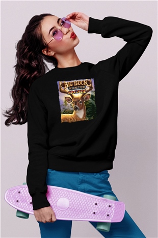 Big Buck Hunter Siyah Unisex Sweatshirt