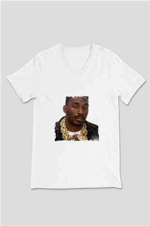 Big Daddy Kane Baskılı Beyaz V Yaka Unisex Tişört