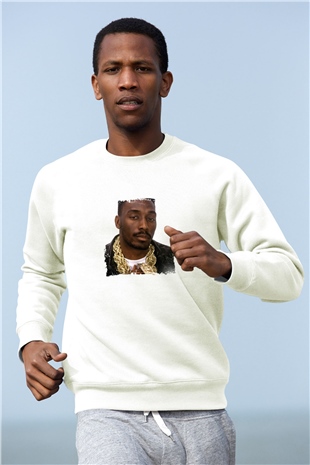 Big Daddy Kane Baskılı Unisex Beyaz Sweatshirt