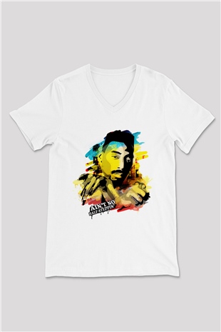 Big Daddy Kane Beyaz Unisex V Yaka Tişört T-Shirt