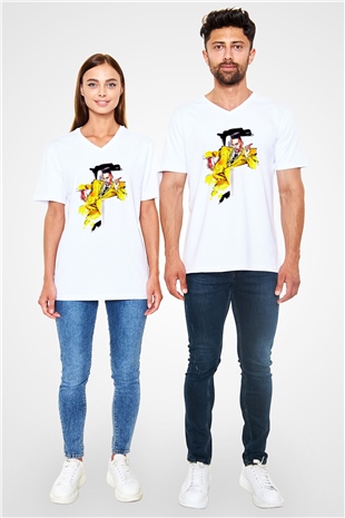 Big Daddy Kane Beyaz Unisex V Yaka Tişört T-Shirt