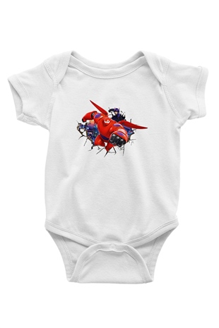 Big Hero Baskılı Beyaz Unisex Bebek Body - Zıbın