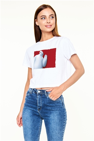 Big Hero Beyaz Croptop Tişört