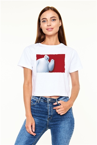 Big Hero Beyaz Croptop Tişört