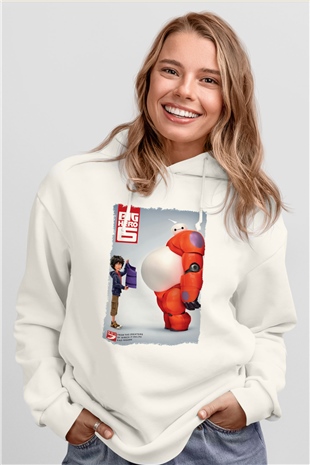 Big Hero Beyaz Unisex Hoodie