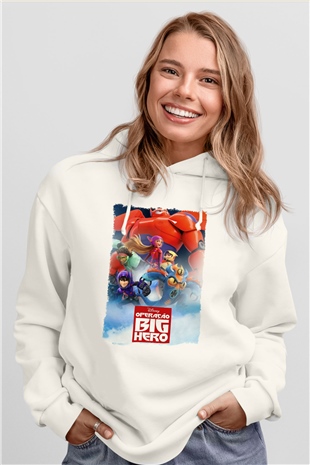 Big Hero Beyaz Unisex Hoodie