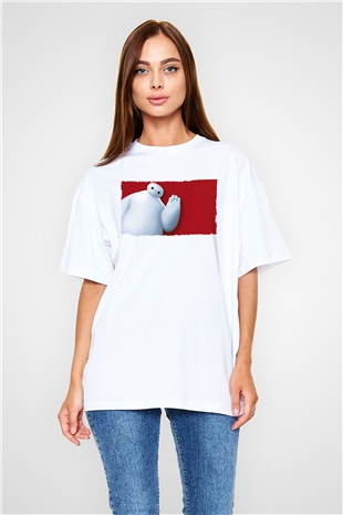 Big Hero Beyaz Unisex Oversize Tişört T-Shirt
