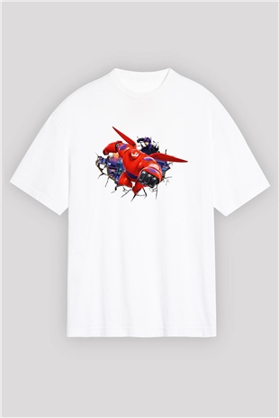Big Hero Beyaz Unisex Oversize Tişört T-Shirt