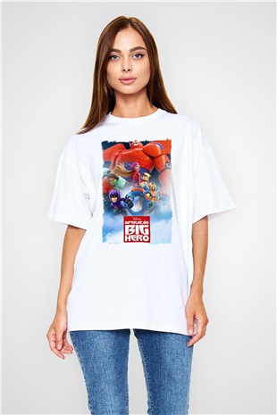 Big Hero Beyaz Oversize Tişört Oversize T-shirt