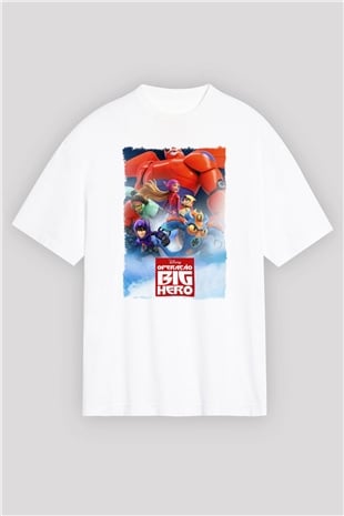 Big Hero Beyaz Oversize Tişört Oversize T-shirt