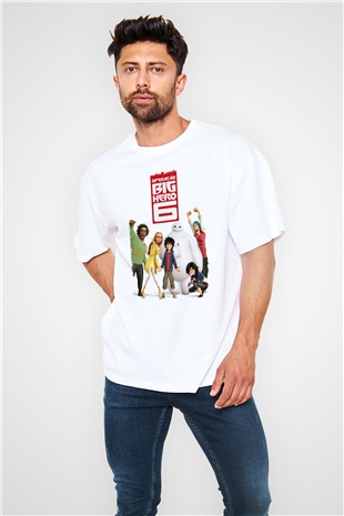 Big Hero Beyaz Oversize Tişört Oversize T-shirt