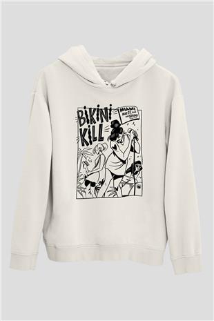 Bikini Kill Baskılı Beyaz Unisex Kapüşonlu Sweatshirt
