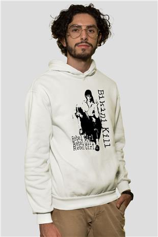 Bikini Kill Baskılı Beyaz Unisex Kapüşonlu Sweatshirt