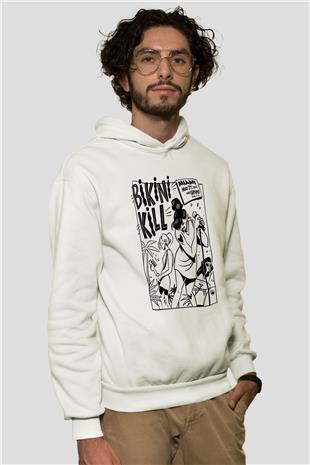 Bikini Kill Baskılı Beyaz Unisex Kapüşonlu Sweatshirt