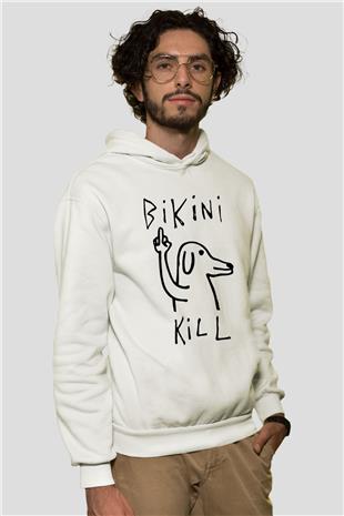 Bikini Kill Baskılı Beyaz Unisex Kapüşonlu Sweatshirt