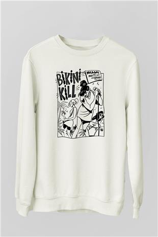 Bikini Kill Baskılı Beyaz Unisex Sweatshirt