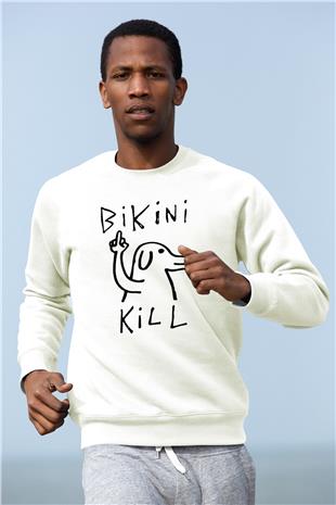 Bikini Kill Baskılı Beyaz Unisex Sweatshirt