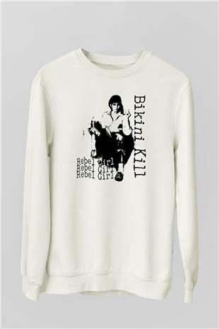 Bikini Kill Baskılı Beyaz Unisex Sweatshirt