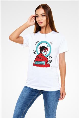 Bikini Kill Baskılı Unisex Beyaz Tişört - Tshirt
