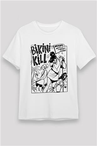 Bikini Kill Baskılı Unisex Beyaz Tişört - Tshirt