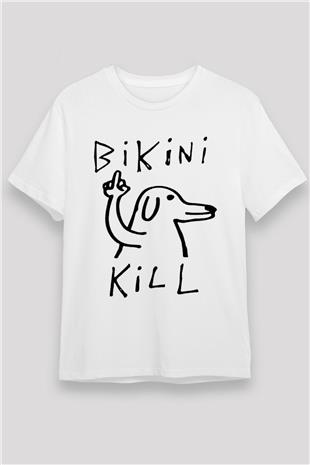 Bikini Kill Baskılı Unisex Beyaz Tişört - Tshirt