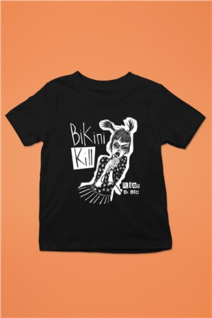 Bikini Kill Baskılı Unisex Siyah Çocuk Tişört - Tshirt