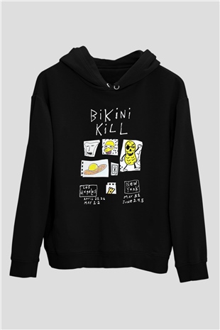 Bikini Kill Baskılı Unisex Siyah Kapüşonlu Sweatshirt
