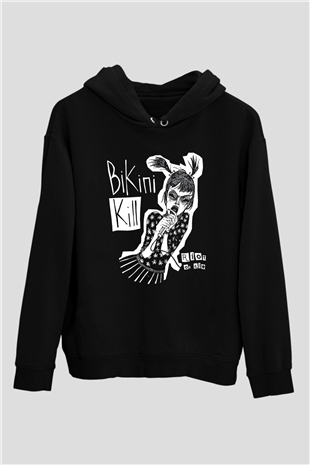 Bikini Kill Baskılı Unisex Siyah Kapüşonlu Sweatshirt