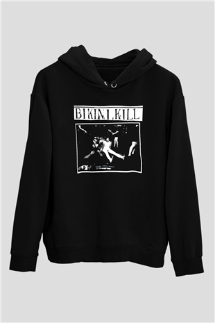 Bikini Kill Baskılı Unisex Siyah Kapüşonlu Sweatshirt