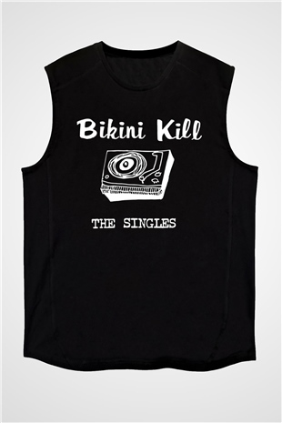 Bikini Kill Baskılı Unisex Siyah Kolsuz Tişört - Tshirt