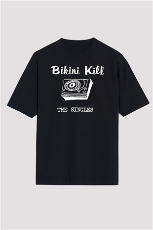 Bikini Kill Baskılı Unisex Siyah Oversize Tişört - Tshirt