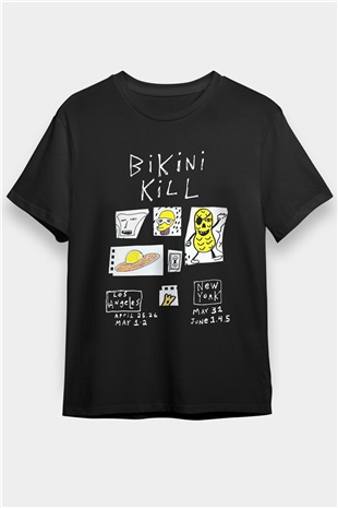 Bikini Kill Baskılı Unisex Siyah Tişört - Tshirt