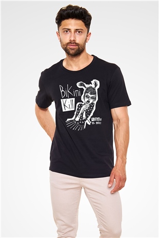 Bikini Kill Baskılı Unisex Siyah Tişört - Tshirt
