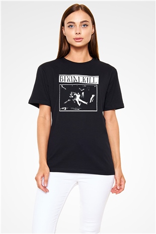 Bikini Kill Baskılı Unisex Siyah Tişört - Tshirt