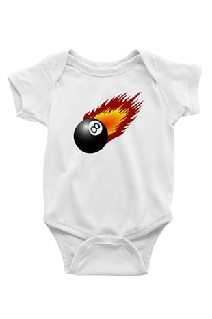 Bilardo Beyaz Bebek Body - Zıbın