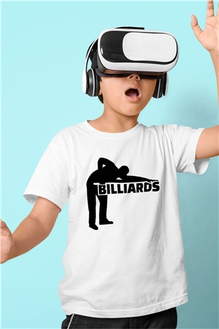 Bilardo Beyaz Unisex Çocuk Tişört