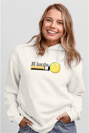 Bilardo Beyaz Unisex Hoodie