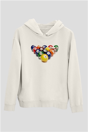 Bilardo Beyaz Unisex Hoodie