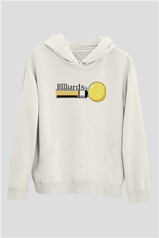Bilardo Beyaz Unisex Hoodie