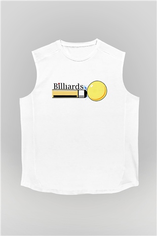 Bilardo Beyaz Unisex Kolsuz Tişört