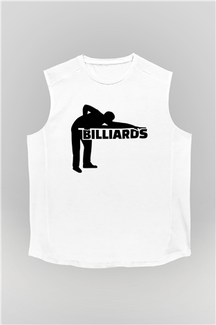 Bilardo Beyaz Unisex Kolsuz Tişört
