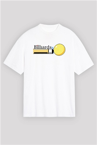 Bilardo Beyaz Unisex Oversize Tişört T-Shirt