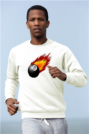 Bilardo Beyaz Unisex Sweatshirt