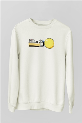 Bilardo Beyaz Unisex Sweatshirt