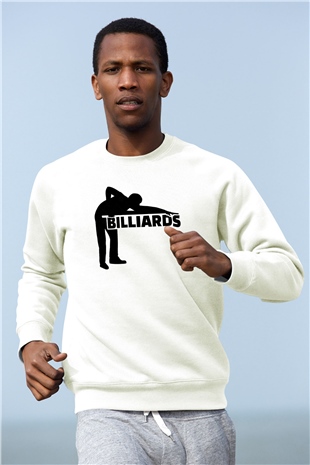 Bilardo Beyaz Unisex Sweatshirt