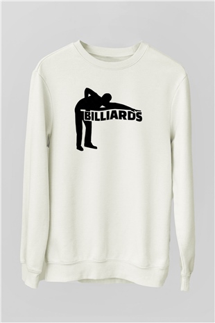 Bilardo Beyaz Unisex Sweatshirt
