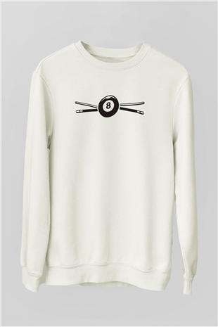 Bilardo Beyaz Unisex Sweatshirt