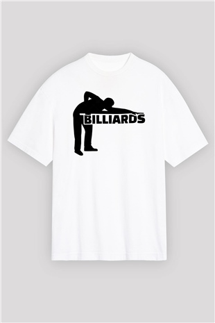 Bilardo Beyaz Oversize Tişört Oversize T-shirt - TişörtFabrikası