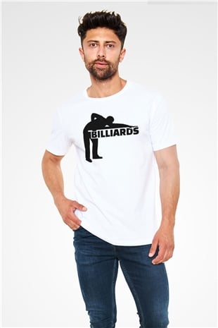 Bilardo Beyaz Unisex Tişört T-Shirt - TişörtFabrikası